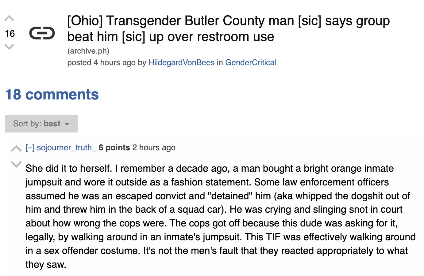 butler gender critical comment