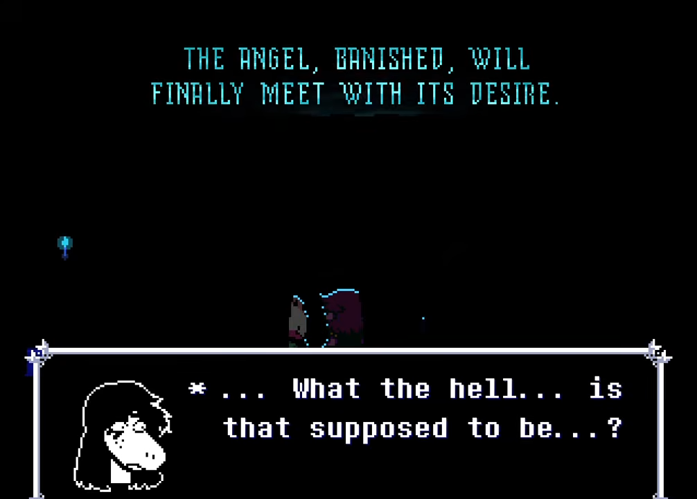 "The Angel, banished, will finally meet with its desire." "What the hell is that supposed to be?"